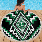 Green Aotearoa Taniko Poutama Patikitiki Beach Blanket