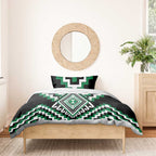 Green Aotearoa Taniko Poutama Patikitiki Bedding Set