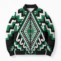 Green New Zealand Taniko Poutama Patikitiki Bomber Puffer Jacket - Aussie Hoodie