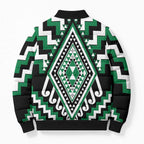 Green New Zealand Taniko Poutama Patikitiki Bomber Puffer Jacket - Aussie Hoodie