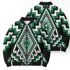 Green New Zealand Taniko Poutama Patikitiki Bomber Puffer Jacket - Aussie Hoodie