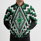 Green New Zealand Taniko Poutama Patikitiki Bomber Puffer Jacket - Aussie Hoodie