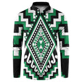 Green Aotearoa Taniko Poutama Patikitiki Button Sweatshirt