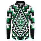 Green Aotearoa Taniko Poutama Patikitiki Button Sweatshirt