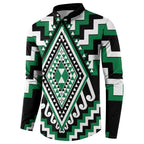 Green Aotearoa Taniko Poutama Patikitiki Button Sweatshirt