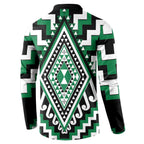 Green Aotearoa Taniko Poutama Patikitiki Button Sweatshirt