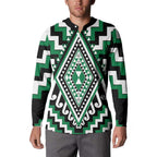 Green Aotearoa Taniko Poutama Patikitiki Button Sweatshirt