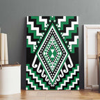 Green Aotearoa Taniko Poutama Patikitiki Canvas Wall Art