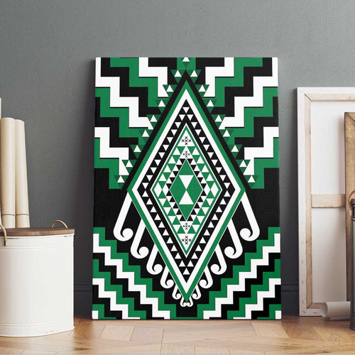 Green Aotearoa Taniko Poutama Patikitiki Canvas Wall Art