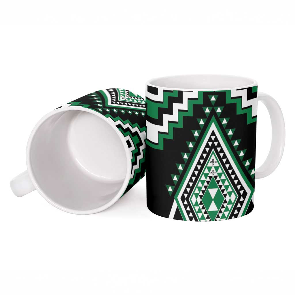 Green New Zealand Taniko Poutama Patikitiki Ceramic Mug - Aussie Hoodie