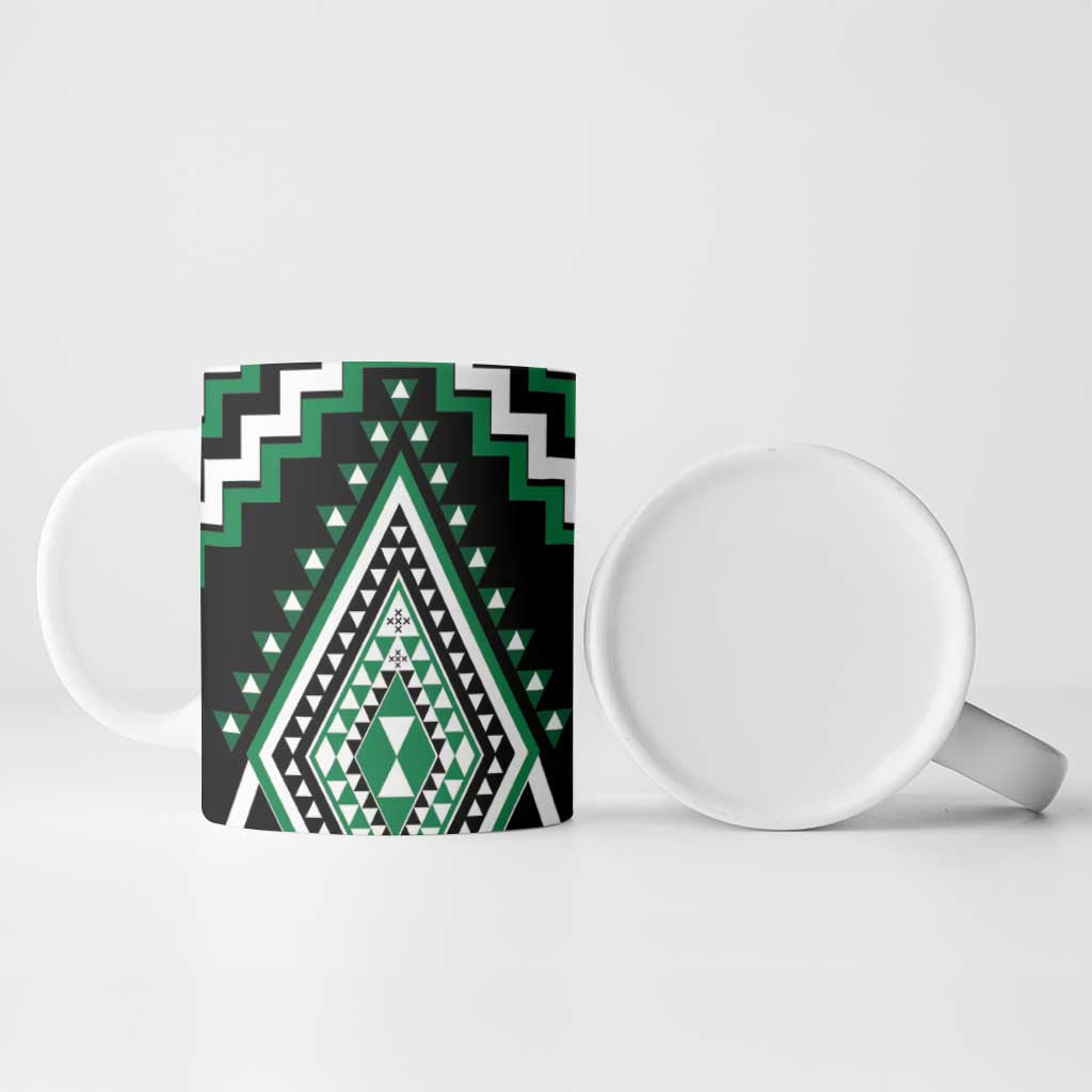 Green New Zealand Taniko Poutama Patikitiki Ceramic Mug - Aussie Hoodie