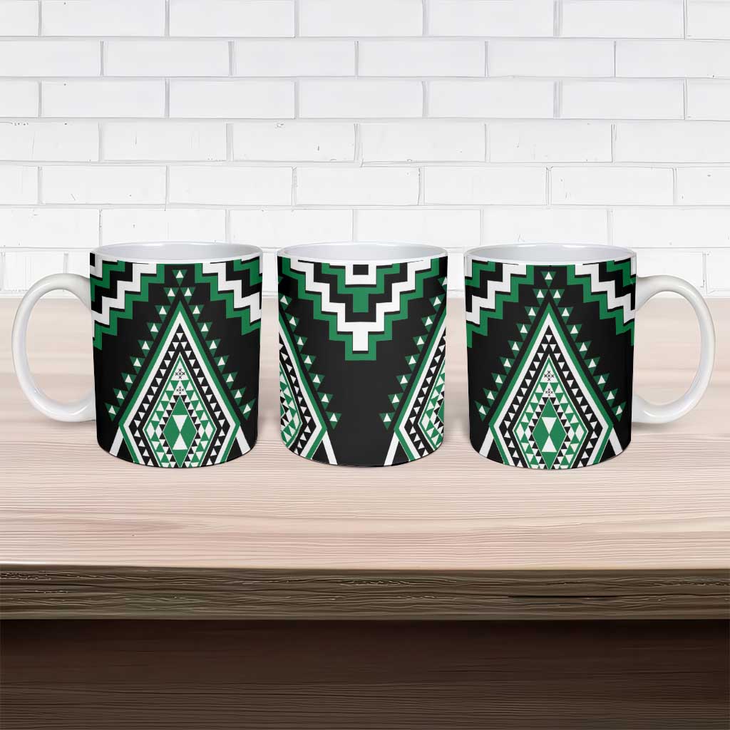 Green New Zealand Taniko Poutama Patikitiki Ceramic Mug - Aussie Hoodie