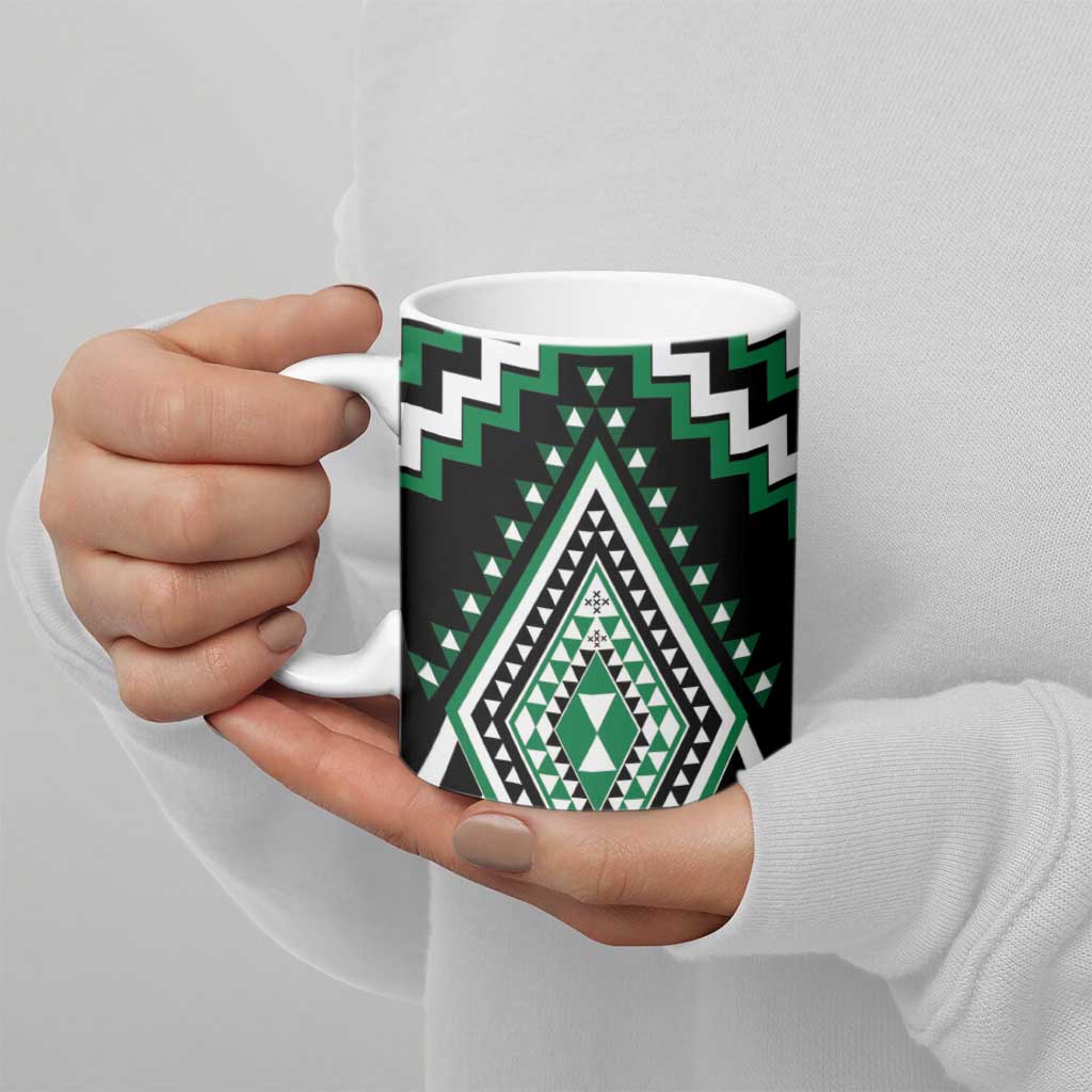 Green New Zealand Taniko Poutama Patikitiki Ceramic Mug - Aussie Hoodie