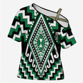 Green New Zealand Taniko Poutama Patikitiki Cross Shoulder Shirt - Aussie Hoodie