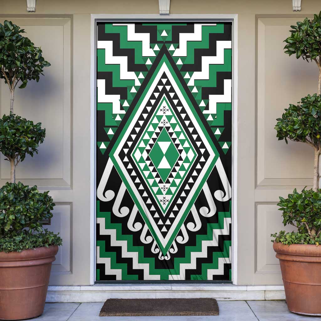 Green New Zealand Taniko Poutama Patikitiki Door Cover - Aussie Hoodie