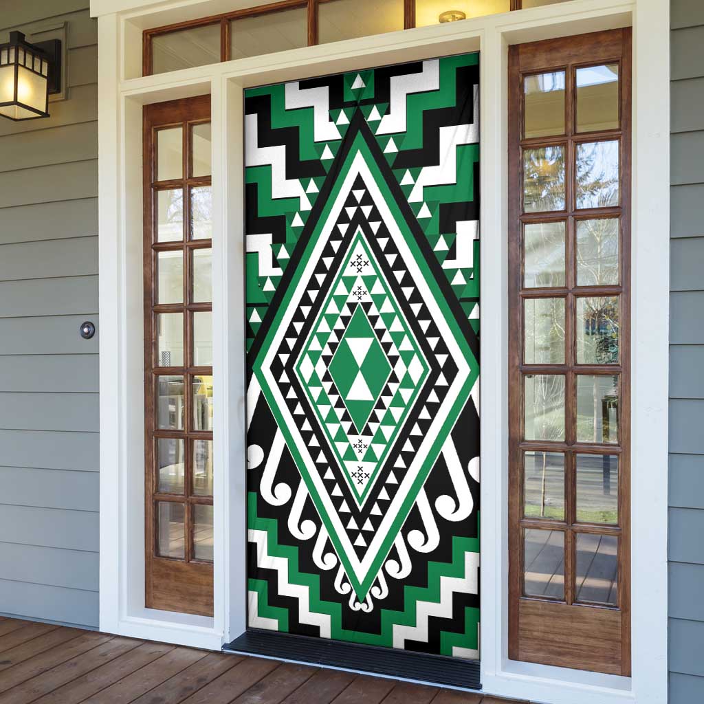 Green New Zealand Taniko Poutama Patikitiki Door Cover - Aussie Hoodie