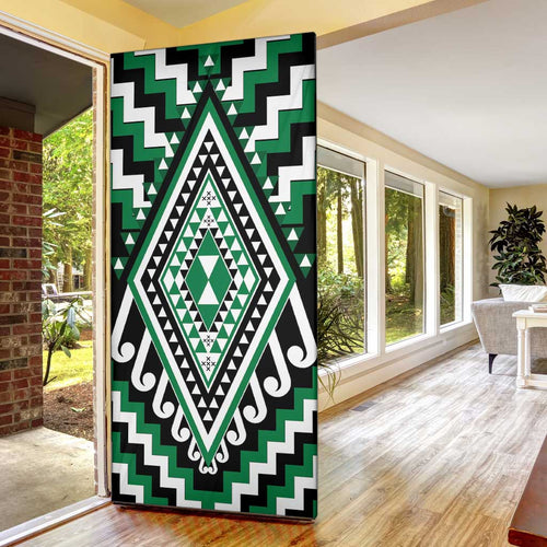 Green New Zealand Taniko Poutama Patikitiki Door Cover - Aussie Hoodie