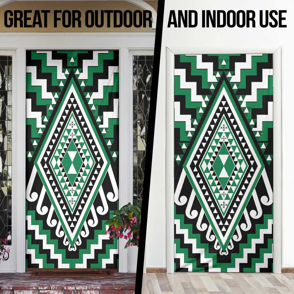 Green New Zealand Taniko Poutama Patikitiki Door Cover - Aussie Hoodie