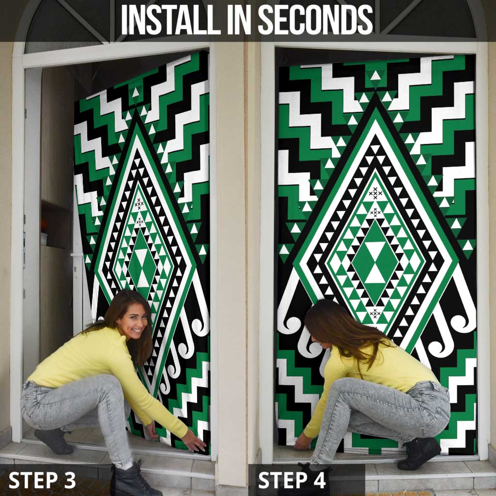 Green New Zealand Taniko Poutama Patikitiki Door Cover - Aussie Hoodie
