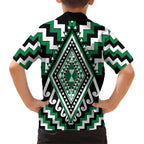 Green Aotearoa Taniko Poutama Patikitiki Family Matching Short Sleeve Bodycon Dress and Hawaiian Shirt