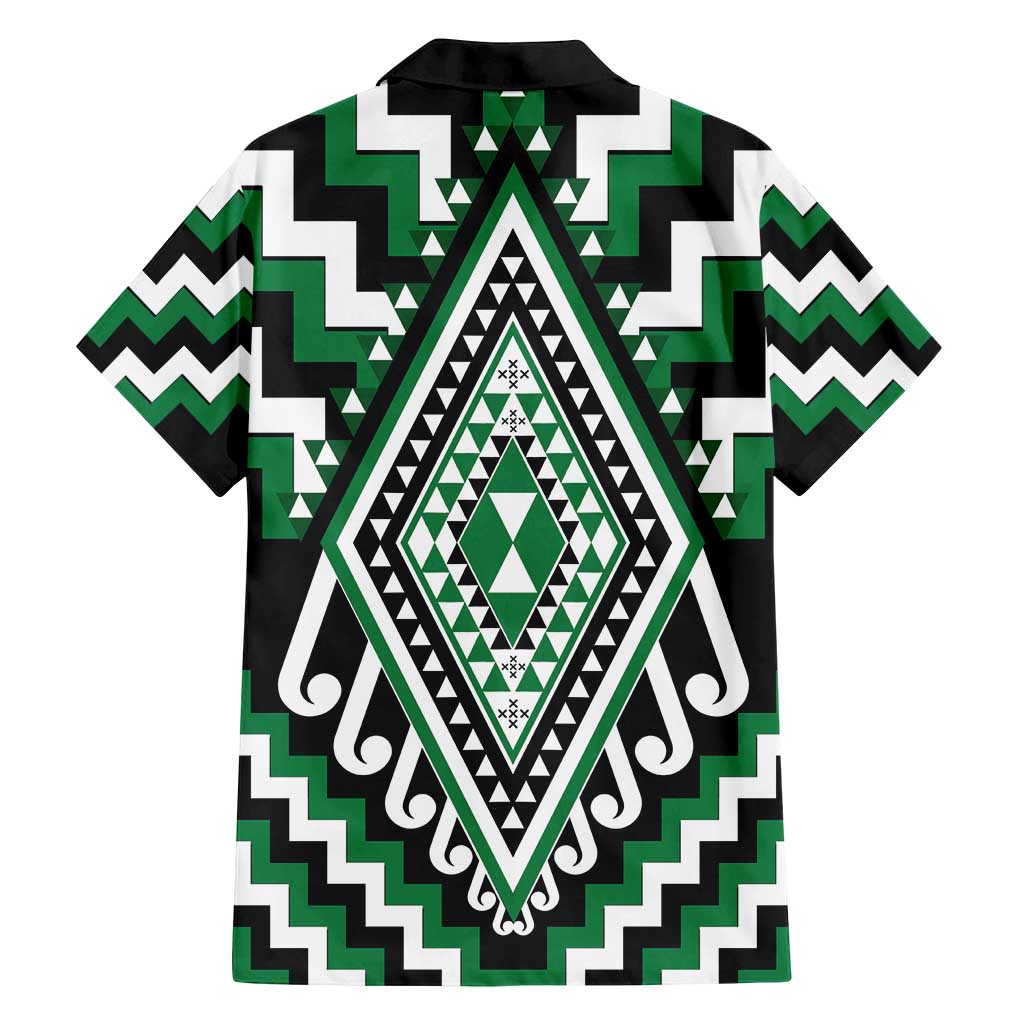 Green Aotearoa Taniko Poutama Patikitiki Family Matching Summer Maxi Dress and Hawaiian Shirt