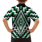 Green Aotearoa Taniko Poutama Patikitiki Family Matching Tank Maxi Dress and Hawaiian Shirt