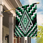 Green Aotearoa Taniko Poutama Patikitiki Garden Flag