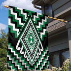 Green Aotearoa Taniko Poutama Patikitiki Garden Flag