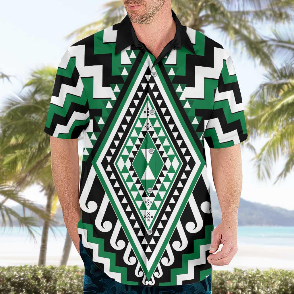 Green Aotearoa Taniko Poutama Patikitiki Hawaiian Shirt