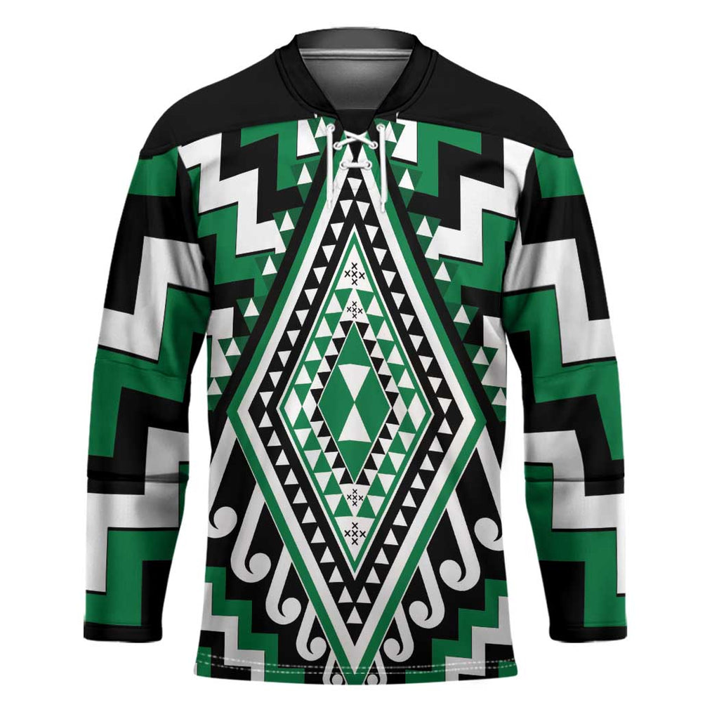 Green New Zealand Taniko Poutama Patikitiki Hockey Jersey - Aussie Hoodie