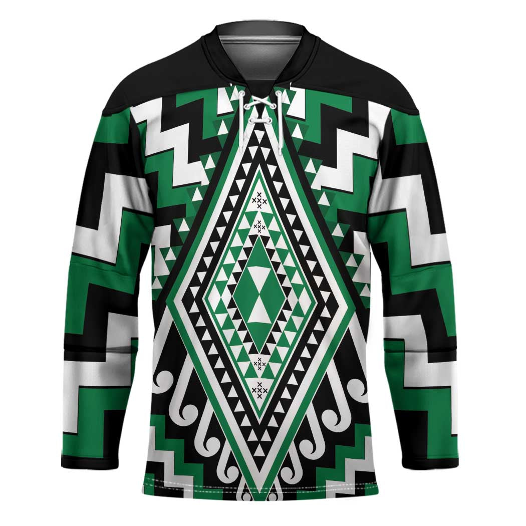 Green New Zealand Taniko Poutama Patikitiki Hockey Jersey - Aussie Hoodie