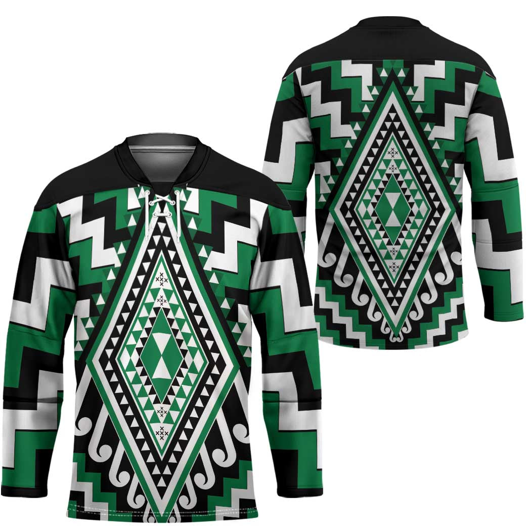 Green New Zealand Taniko Poutama Patikitiki Hockey Jersey - Aussie Hoodie