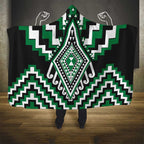 Green Aotearoa Taniko Poutama Patikitiki Hooded Blanket