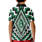 Green Aotearoa Taniko Poutama Patikitiki Kid Polo Shirt
