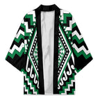 Green New Zealand Taniko Poutama Patikitiki Kimono - Aussie Hoodie