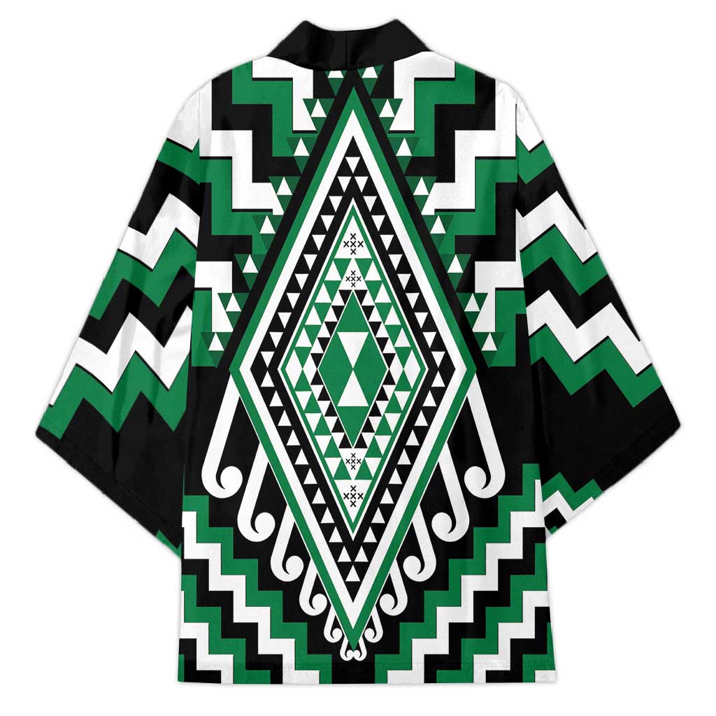 Green New Zealand Taniko Poutama Patikitiki Kimono - Aussie Hoodie