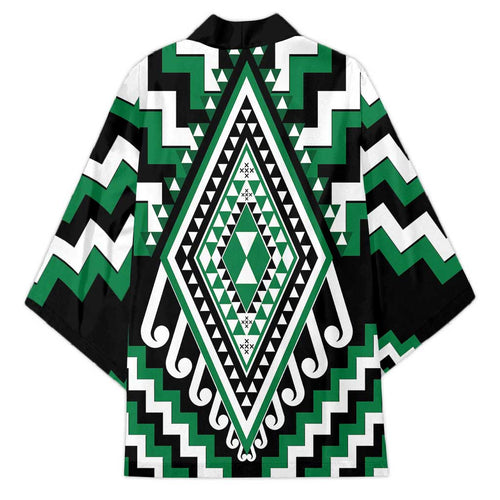 Green New Zealand Taniko Poutama Patikitiki Kimono - Aussie Hoodie