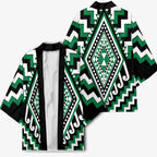 Green New Zealand Taniko Poutama Patikitiki Kimono - Aussie Hoodie