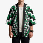 Green New Zealand Taniko Poutama Patikitiki Kimono - Aussie Hoodie
