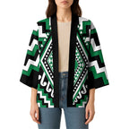 Green New Zealand Taniko Poutama Patikitiki Kimono - Aussie Hoodie