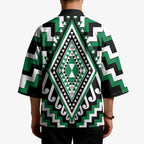 Green New Zealand Taniko Poutama Patikitiki Kimono - Aussie Hoodie