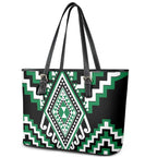 Green Aotearoa Taniko Poutama Patikitiki Leather Tote Bag