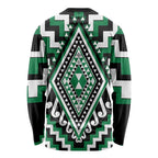 Green Aotearoa Taniko Poutama Patikitiki Long Sleeve Shirt