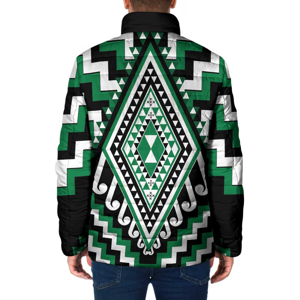 Green New Zealand Taniko Poutama Patikitiki Padded Jacket - Aussie Hoodie