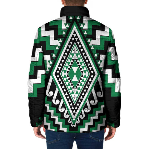 Green New Zealand Taniko Poutama Patikitiki Padded Jacket - Aussie Hoodie