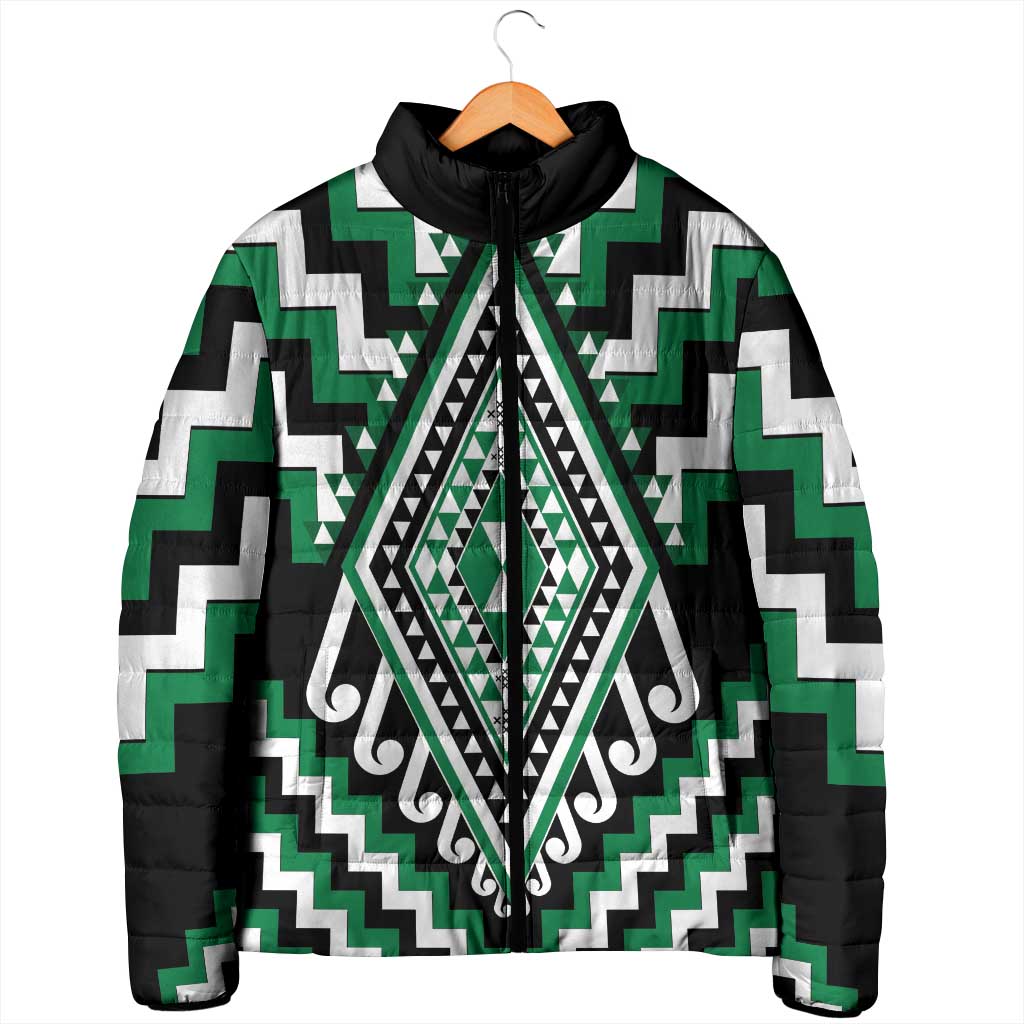 Green New Zealand Taniko Poutama Patikitiki Padded Jacket - Aussie Hoodie