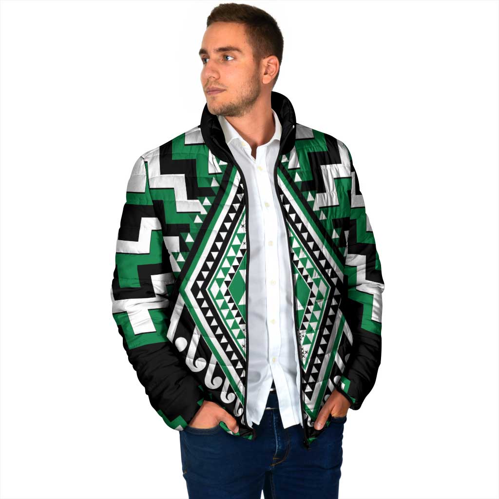 Green New Zealand Taniko Poutama Patikitiki Padded Jacket - Aussie Hoodie