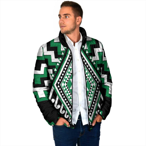 Green New Zealand Taniko Poutama Patikitiki Padded Jacket - Aussie Hoodie