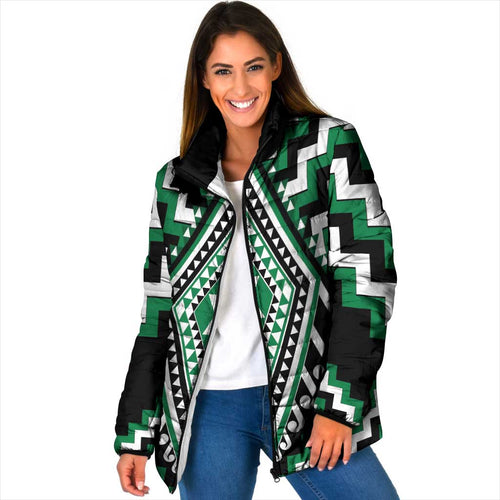 Green New Zealand Taniko Poutama Patikitiki Padded Jacket - Aussie Hoodie