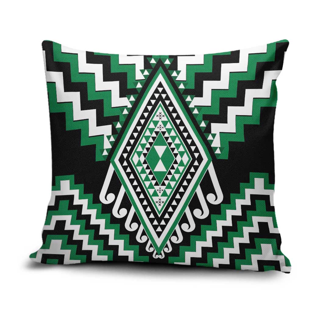 Green New Zealand Taniko Poutama Patikitiki Pillow Cover - Aussie Hoodie